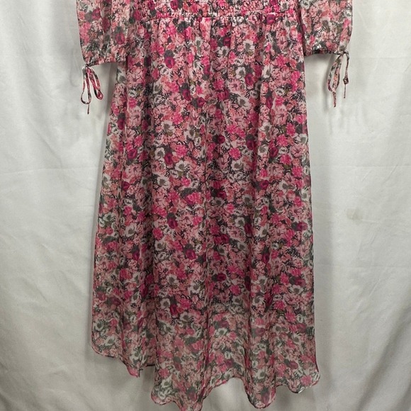 INC International Concepts Pink Floral Off Shoulder High Low Midi Dress XL - Picture 12 of 13